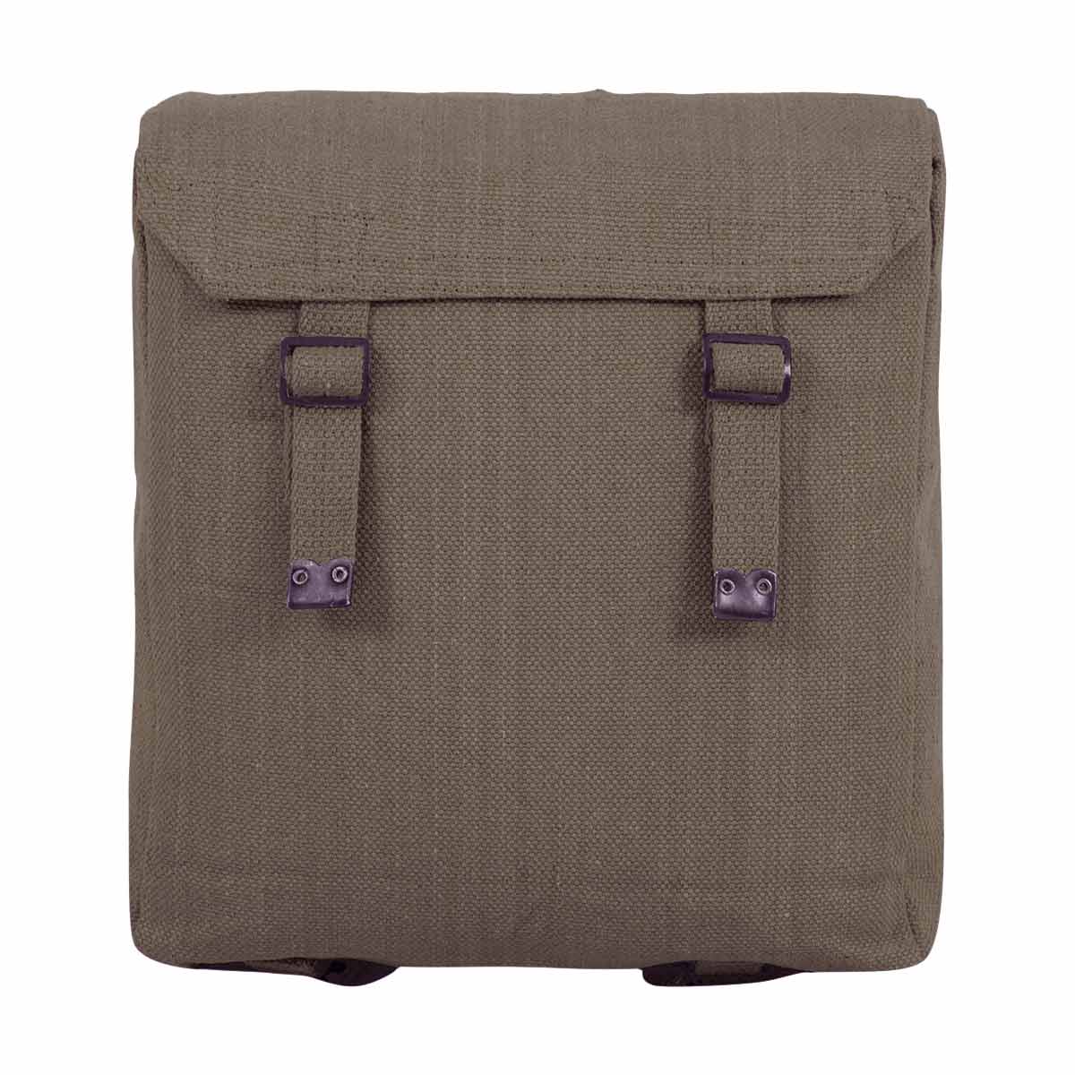 front of highlander olive canvas webbing backpack