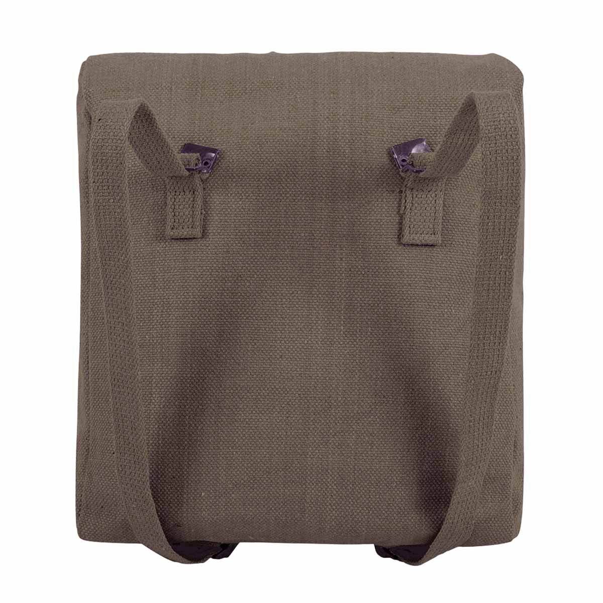 rear of highlander canvas webbing backpack olive
