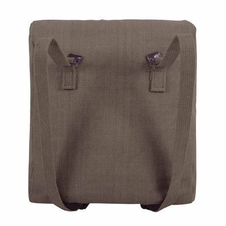 rear of highlander canvas webbing backpack olive