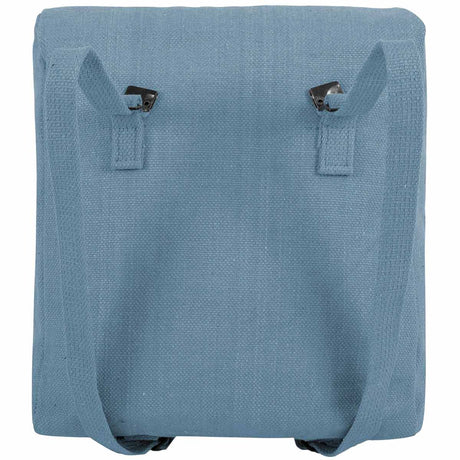 rear of highlander canvas webbing backpack raf blue