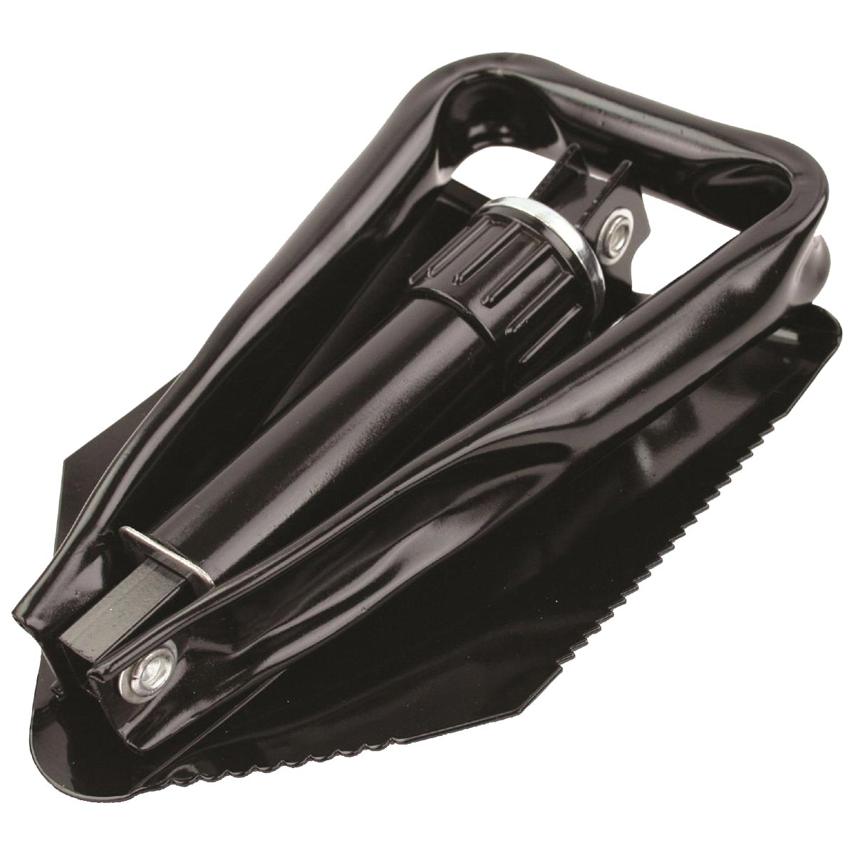 highlander metal folding shovel black closed