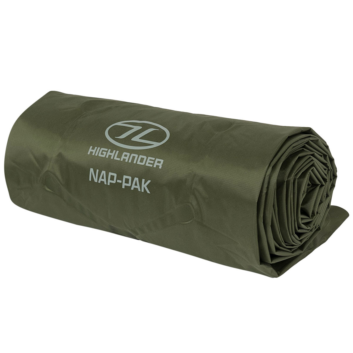 rolled up highlander nap-pak inflatable mat olive green