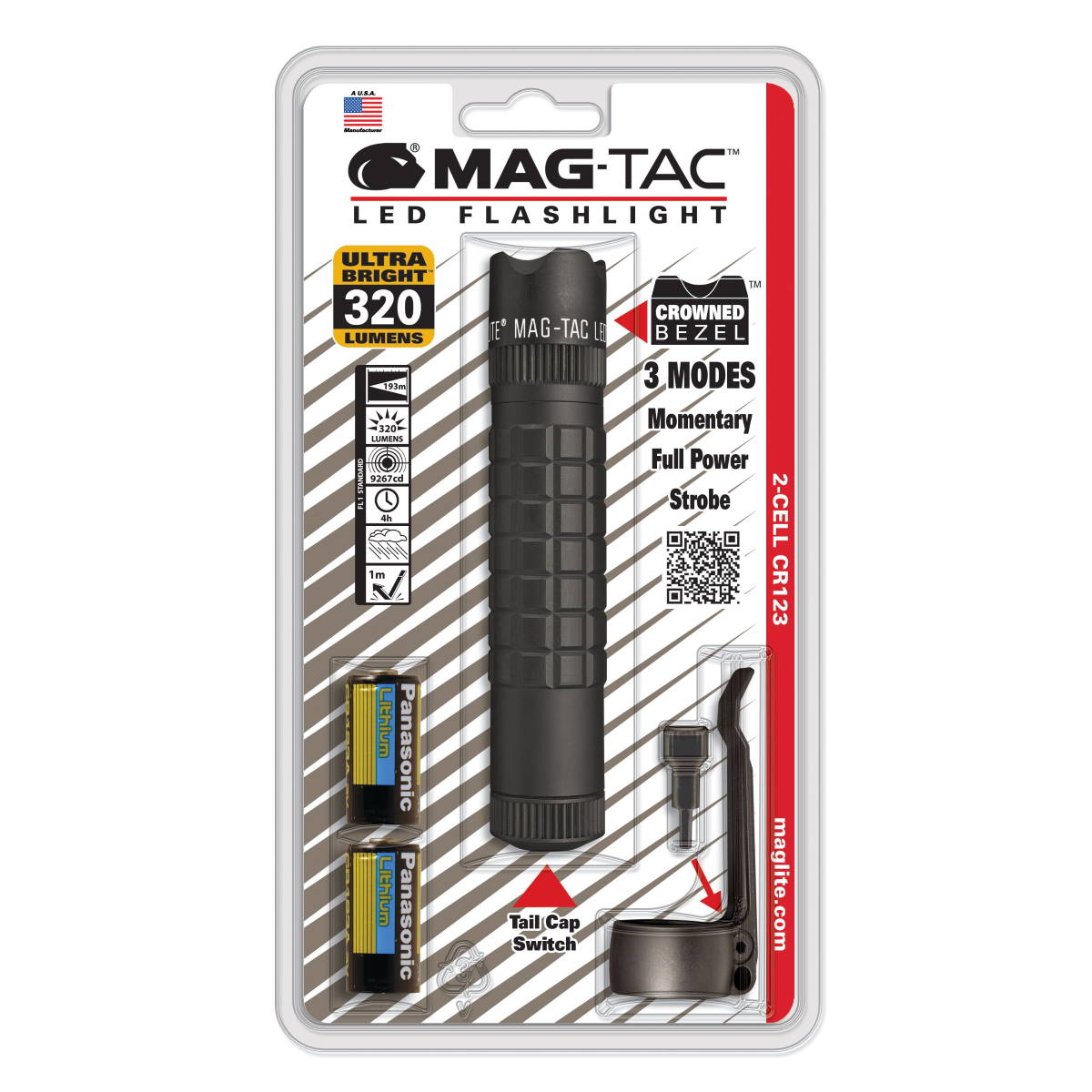 maglite mag tac led flashlight blister pack black