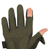 shooting fingers on green mfh action gloves