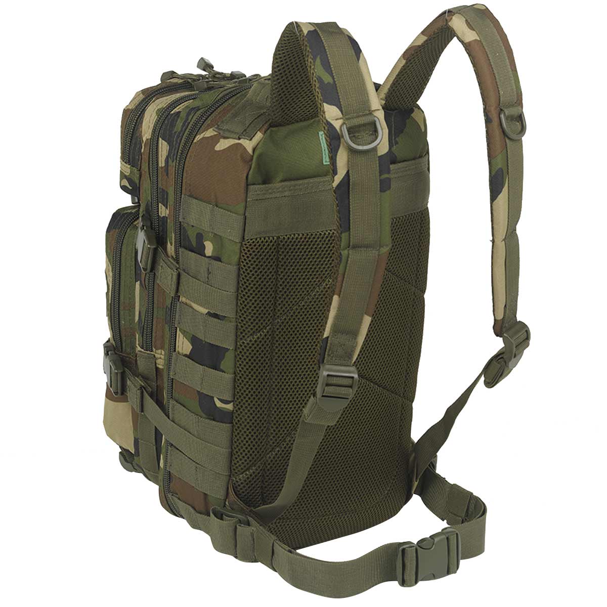 mil tec molle assault pack 20L woodland camo rear straps