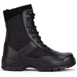 mil-tec steel toe cap black security boots side on view
