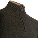 neck zip-lambswool jack pyke ashcombe zipknit pullover dark olive jumper