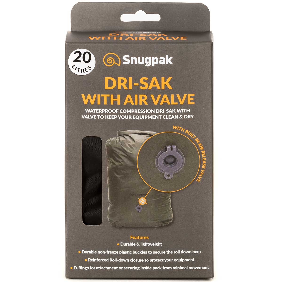 package snugpak dri sak with air valve 20l black