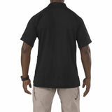 rear of 5.11 tactical performance black polo shirt