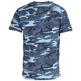 rear of midnight blue camouflage tshirt