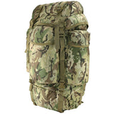 side angle of kombat btp camo 60 litre cadet rucksack