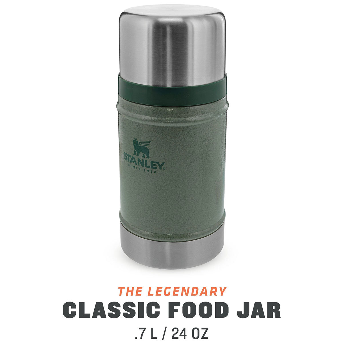 side view 700ml stanley classic legendary food jar hammertone green