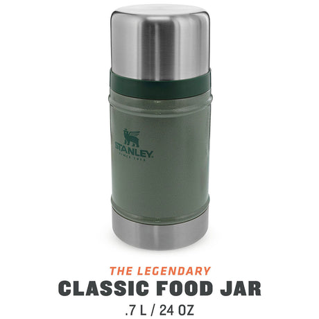 side view 700ml stanley classic legendary food jar hammertone green