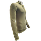 side view of dutch army odlo thermal long sleeve vest green