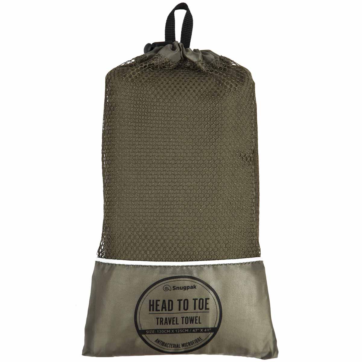 stuff sack snugpak head to toe travel towel olive
