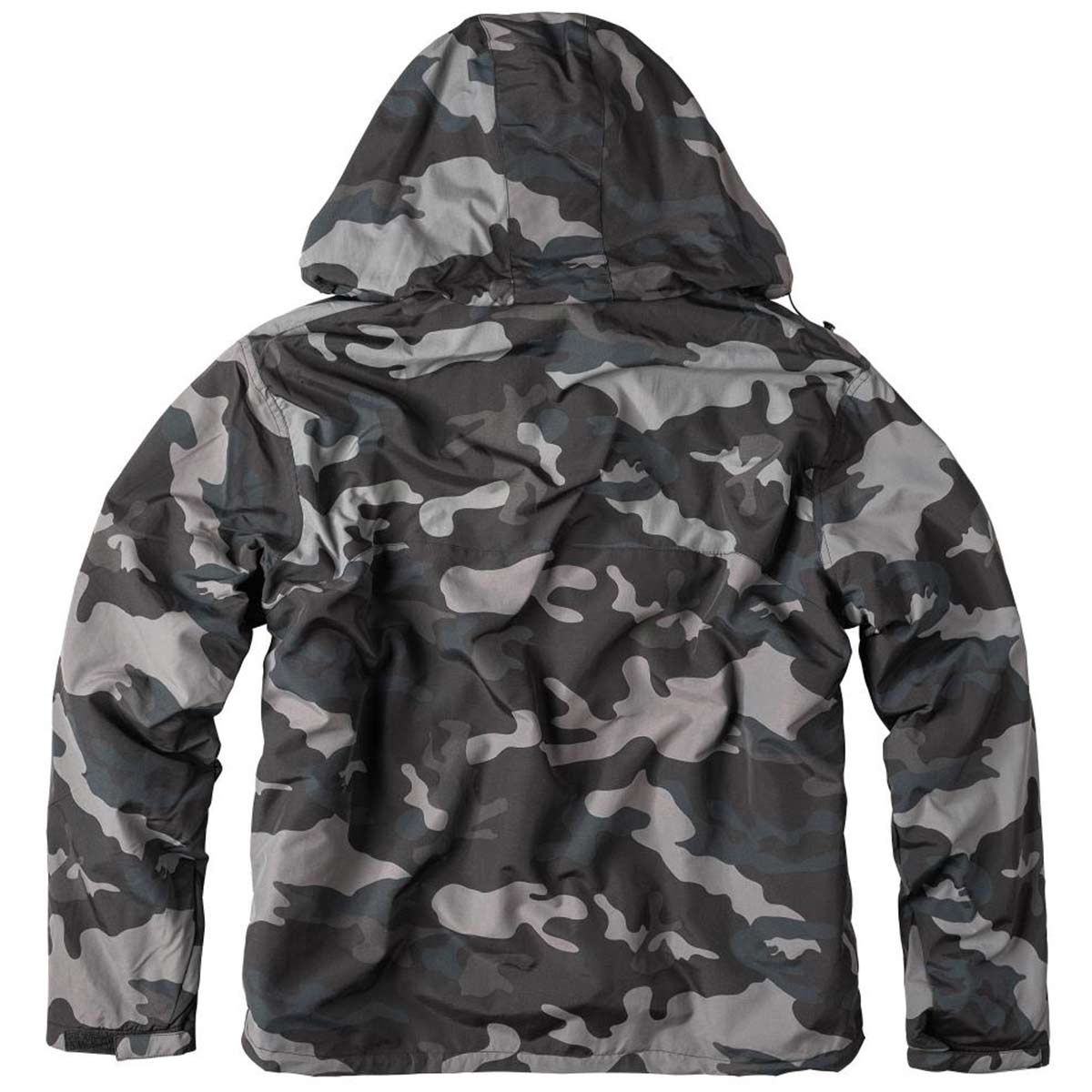 rear of Surplus Windbreaker Jacket Black Camo