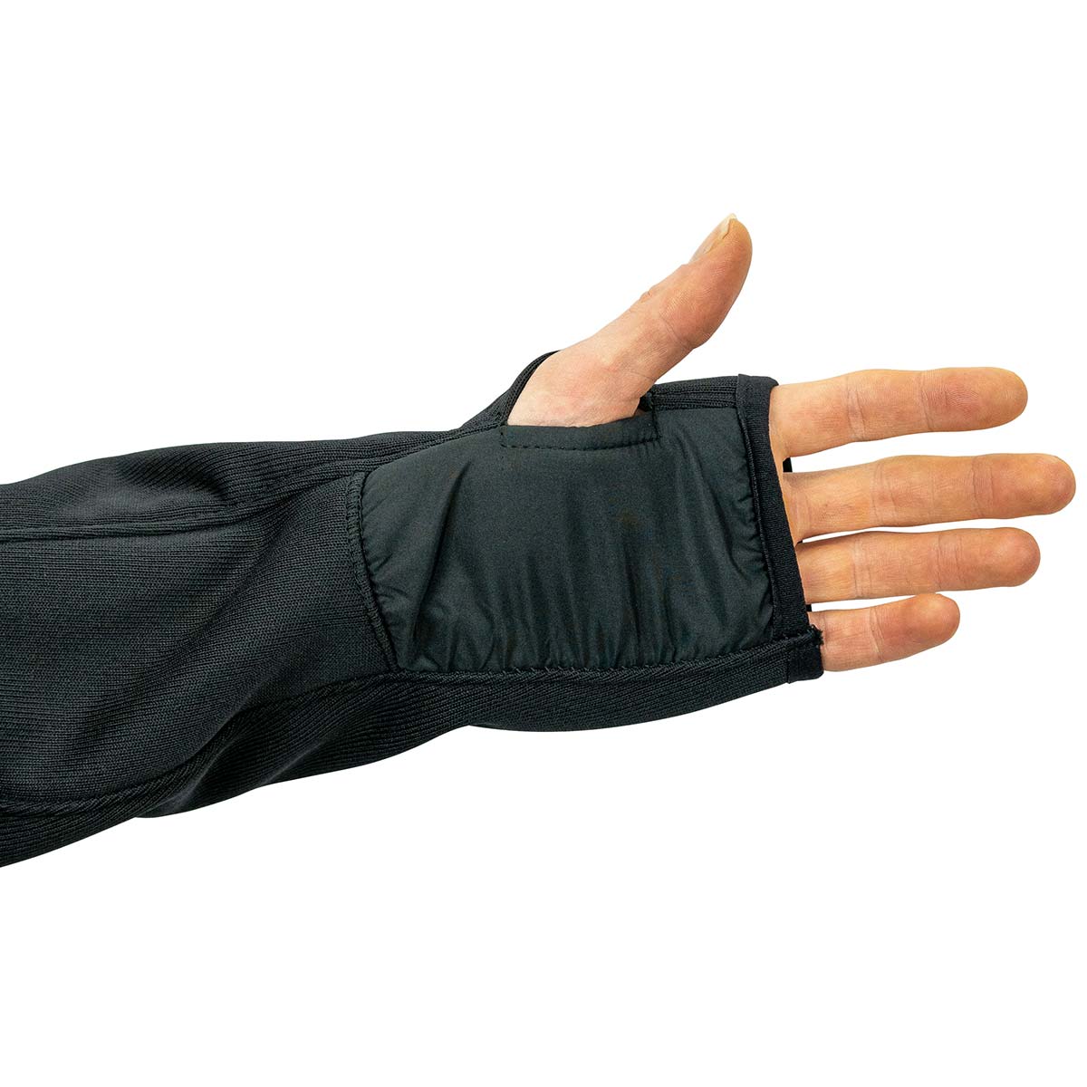 thumb hole of black viper storm hoodie special forces