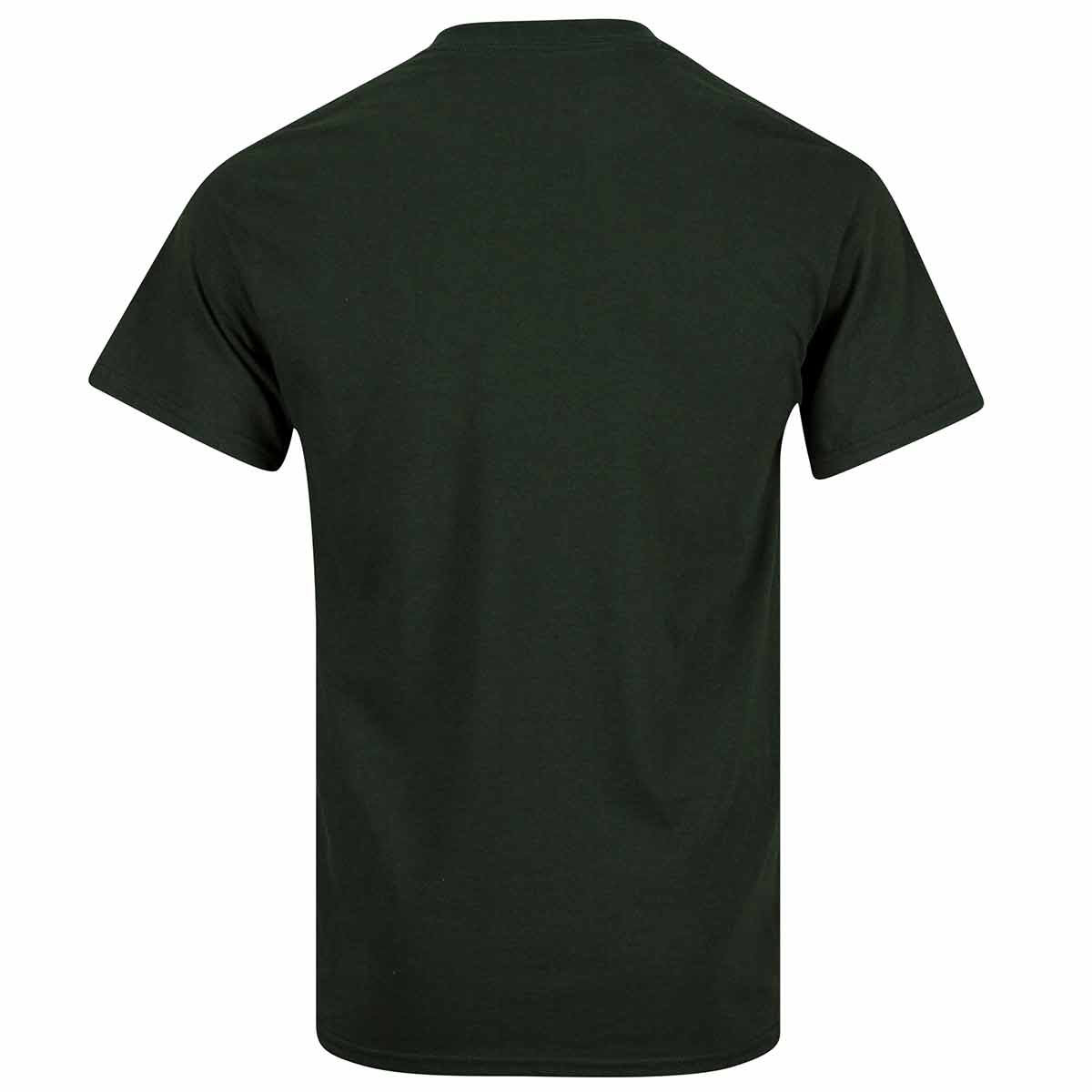 rear of forest green tshirt