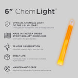 12 hour 6 inch cyalume military orange chemlight lightstick information