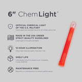 12 hour 6 inch cyalume military red chemlight lightstick information