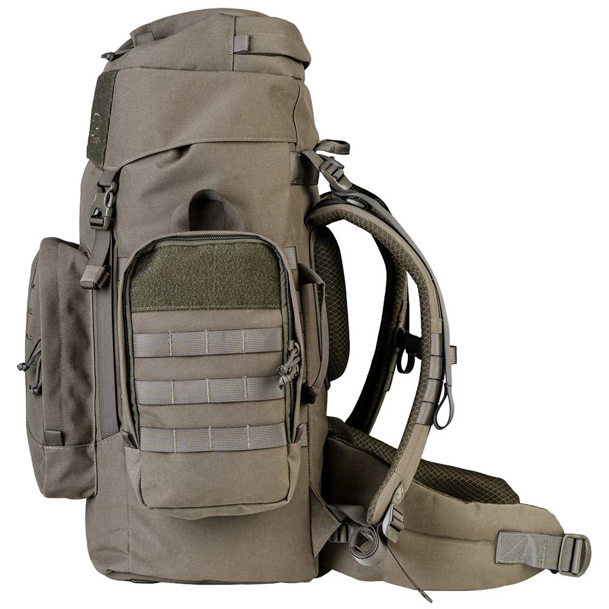 4l side pocket pouch with molle attachments on the pinnacle 50l rucksack