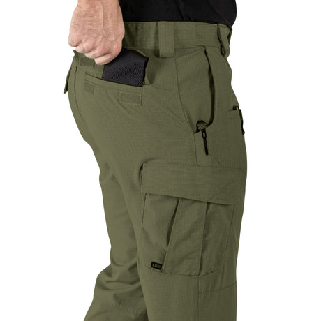 5.11 stryke tdu green trousers with velcro closure rear pockets