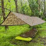 a frame setup of dd hammocks multicam poncho tarp