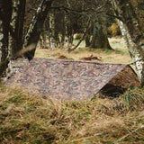 a frame setup outside of highlander camo basha shelter