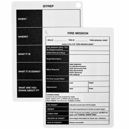 Fire Mission / Sitrep Plastic Battle Slate Card A6 | Military Kit