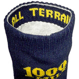 all terrain 1000 mile navy and yellow repreve socks with double layer design