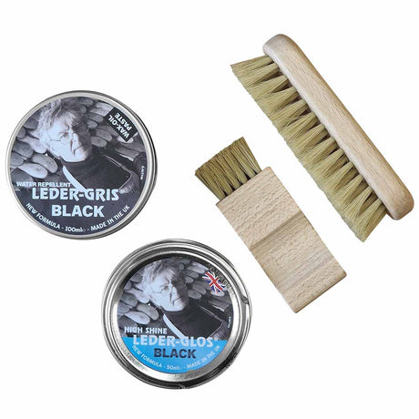 altberg military boot care kit black gris gloss brushes