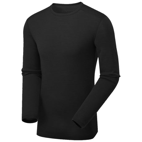 angle view of keela merino base layer black crew top