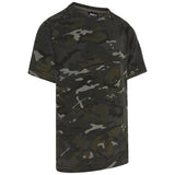 angle view of kombat kids black btp camo tshirt