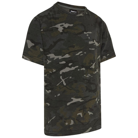 angle view of kombat kids black btp camo tshirt
