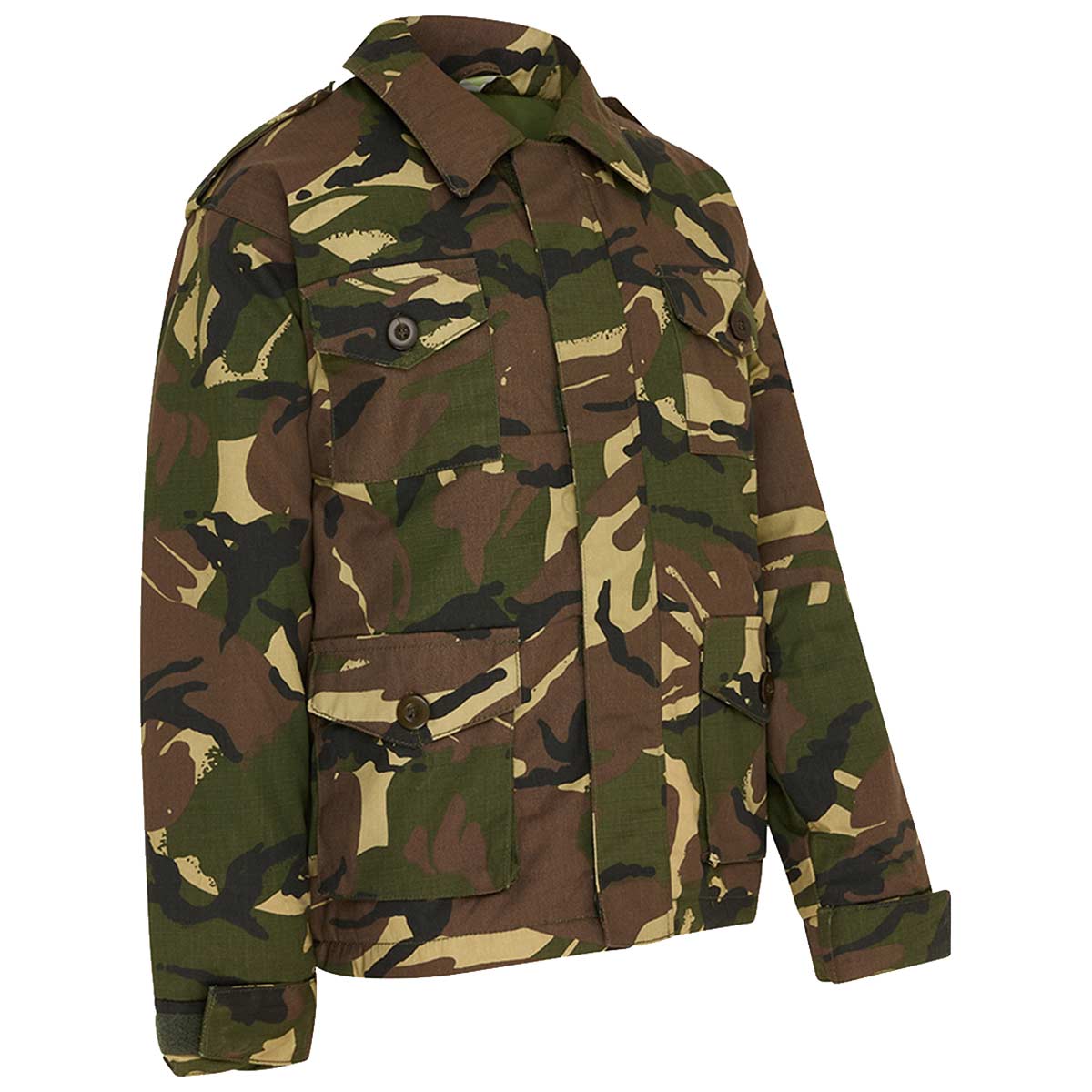 angle view of kombat kids dpm camo combat jacket