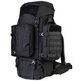 angled front view molle highlander pinnacle rucksack 70l black