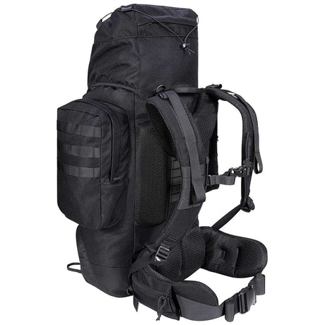 angled rear view of highlander forces elite pack 66l black