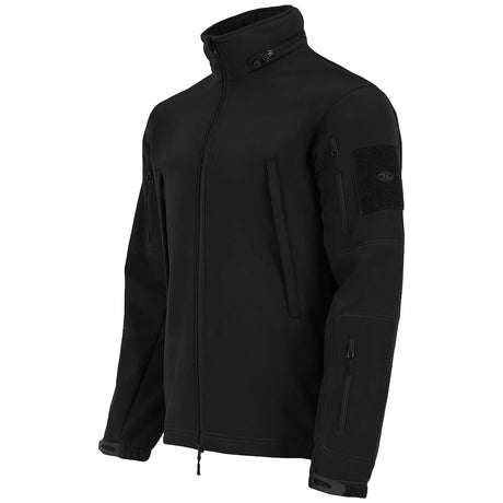 angled view highlander tactical softshell jacket black