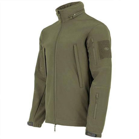 angled view highlander tactical softshell jacket ranger green