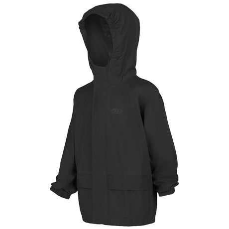 angled view of highlander kids stormguard jacket black