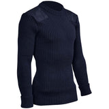 army woolly pully jumper with patches navy blue