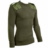 army woolly pully jumper with patches olive green