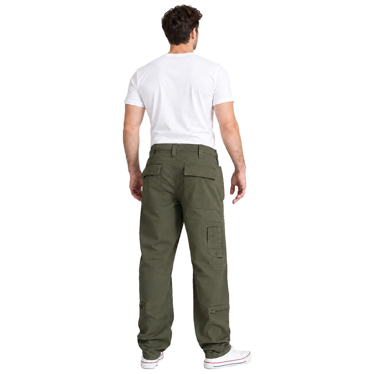 back pockets on surplus raw vintage olive infantry cargo trousers