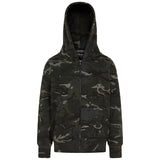 black btp kids kombat hoodie with hood up