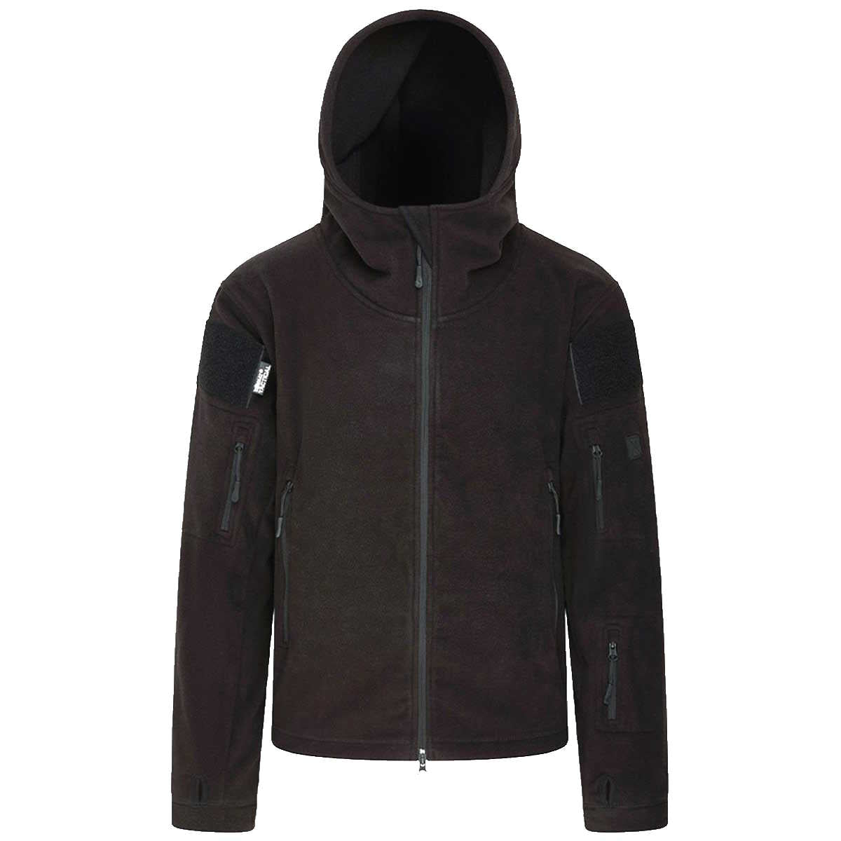 black kombat tactical recon hoodie with hood up