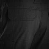 black stoirm tactical trousers with rear flap pockets