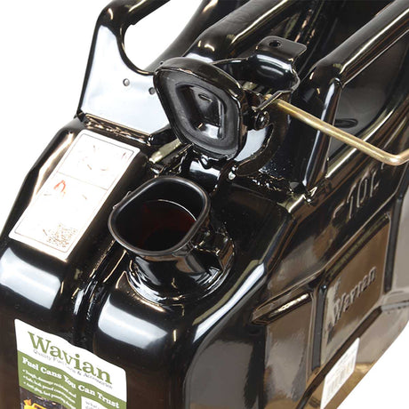 black wavian 10l jerry can with wide breather pipe