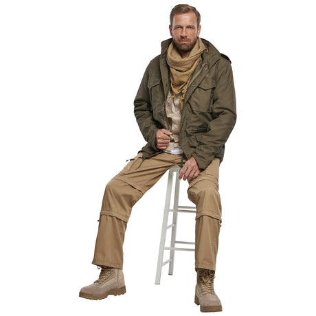 brandit olive classic m65 field jacket with concealed hood