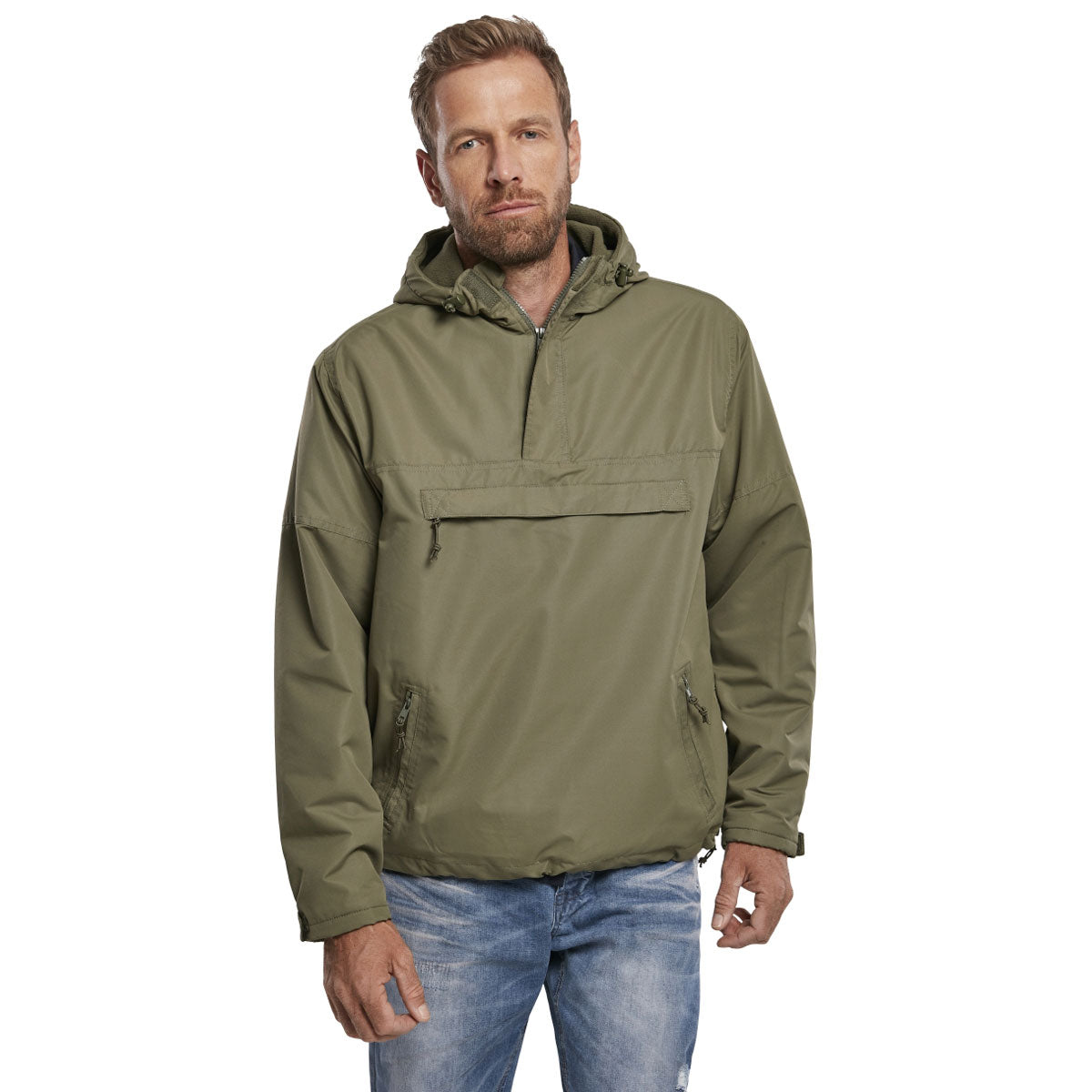 brandit olive windbreaker jacket front chest pocket