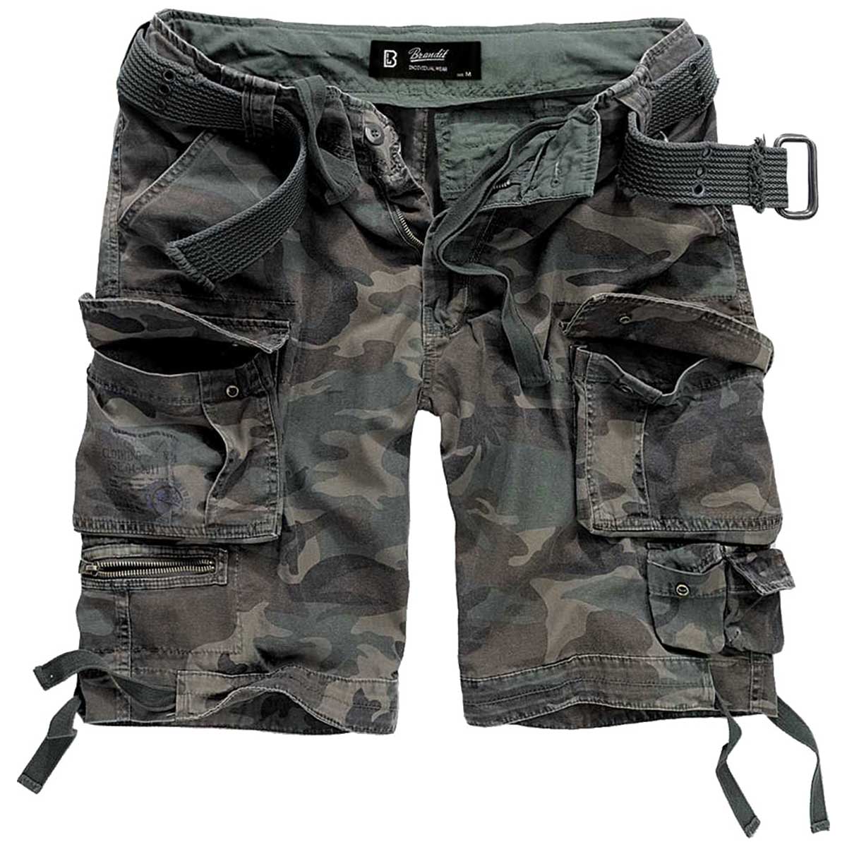 brandit savage vintage shorts woodland camo
